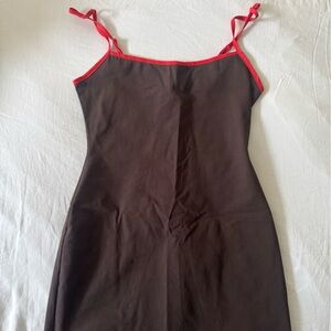 Zara Mini Chocolate Brown Dress with Red Accents